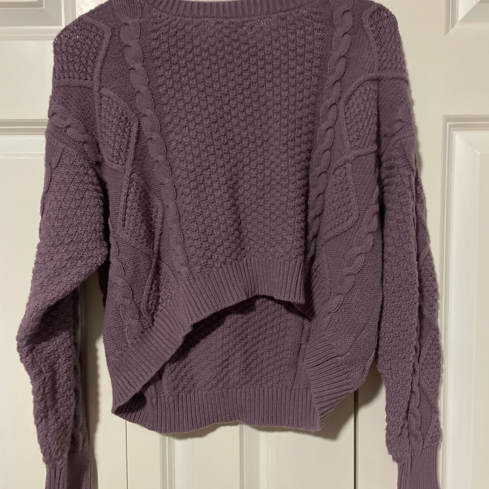 Wild Fable Cropped Lavender Cable Knit Sweater